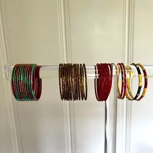 Kids Indian Red/Green/Gold Bangles 1-⅞ inches